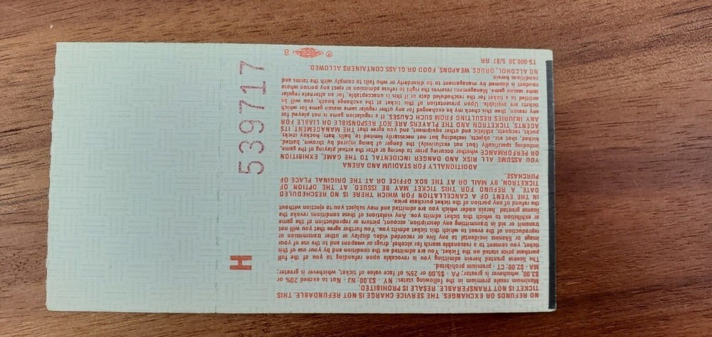 1988 AEROSMITH PERMANENT VACATION TOUR CONCERT TICKET STUB