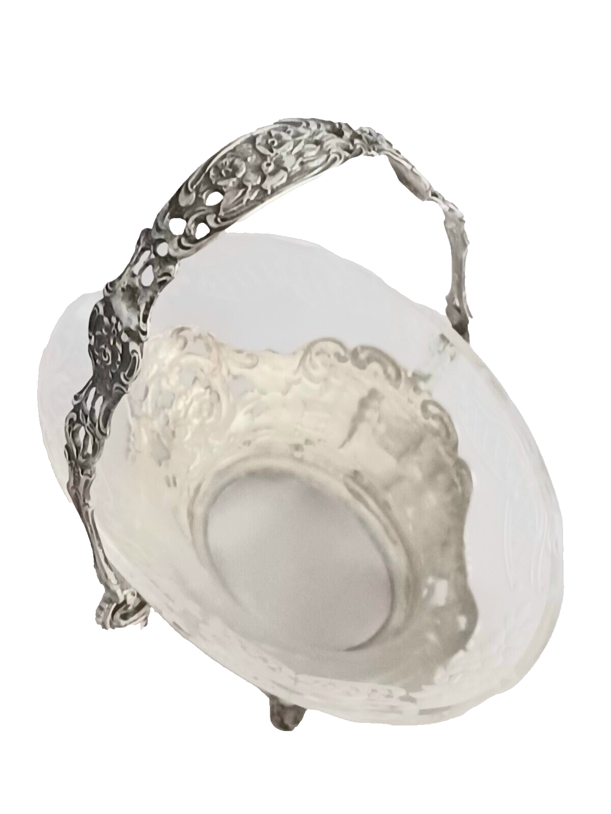 Vereinigte Silberwarenfabrik Hanau Figural Crystal Sterling Candy/Nut Basket(s)