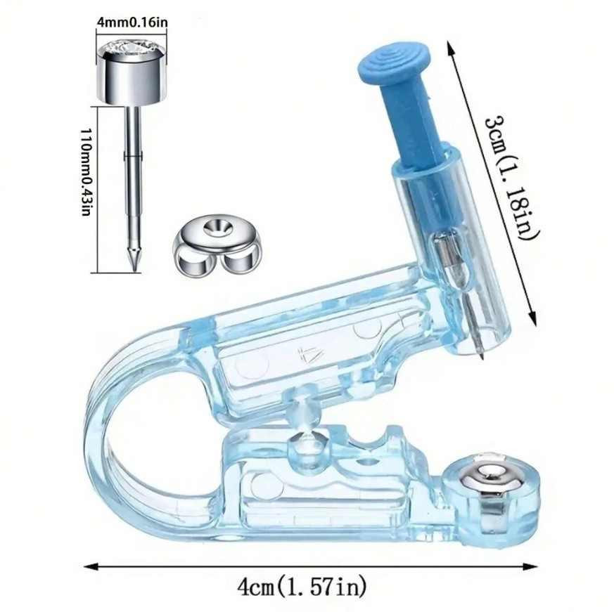5pcs Disposable Ear Piercing Gun Kit Sterile Stud Piercer Tool Set Blue - NEW