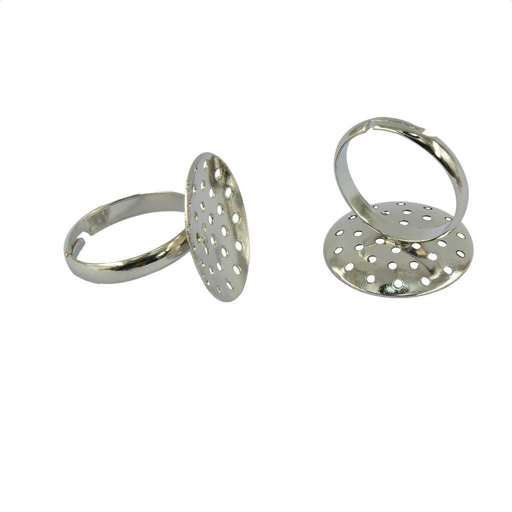 10Pcs 20mm Silver Plated Adjustable Sieve Tray Ring Bases
