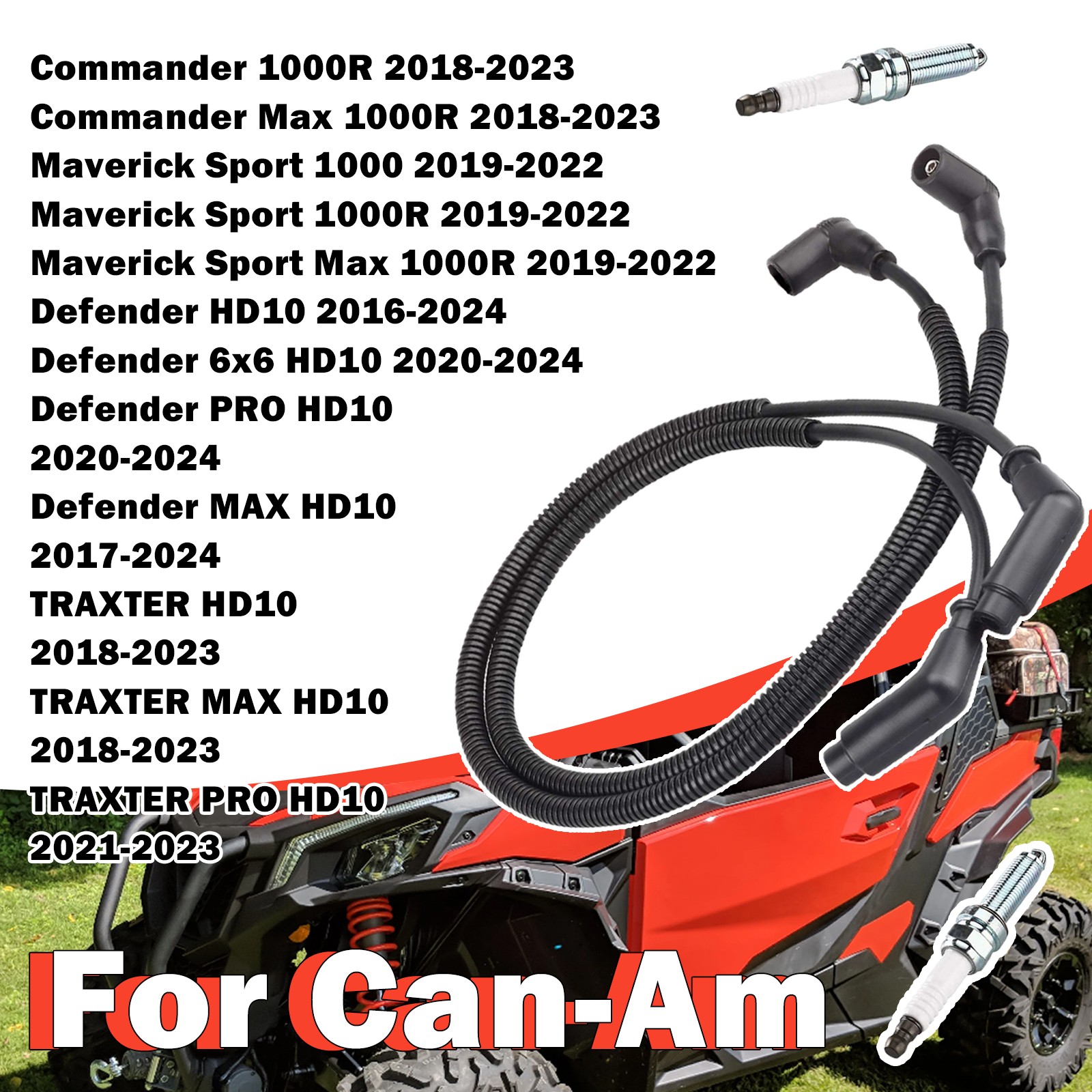 Spark plug & Wire Cap for Can-Am Defender TRAXTER MAX PRO HD10 2020 2021 - 2023