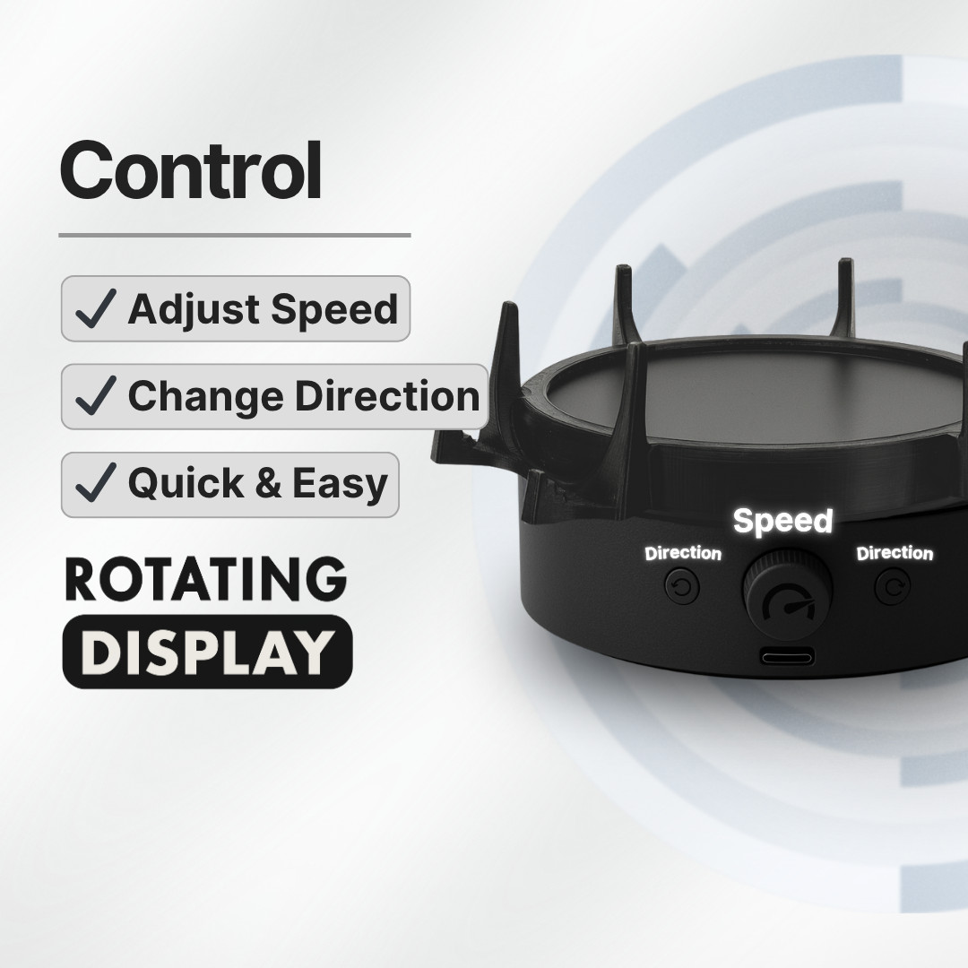 Sports Trading Card Rotating Display - Adjustable Speed Spinning Stand Holder