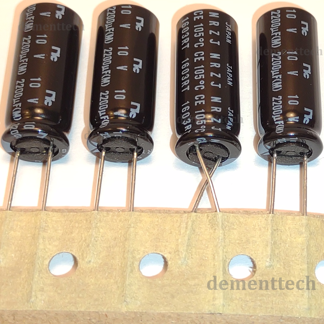 4x Nippon NIC NRZJ 2200uF 10V Long Life Low-ESR 105C radial capacitors caps 10mm