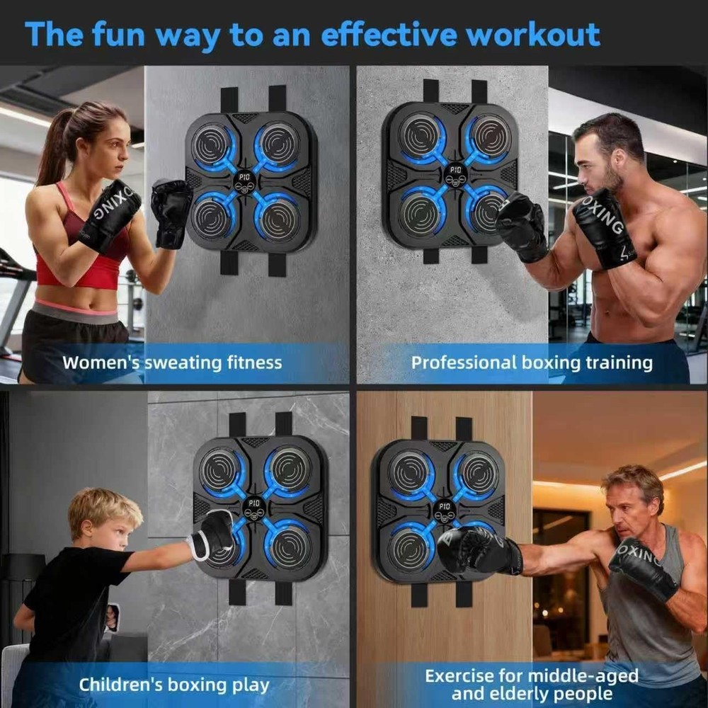 Music Boxing Machine,Interactive Punching Trainer with LED Lights,Large Wall ...
