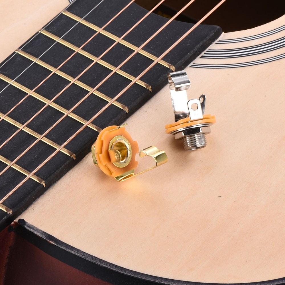 5 x Guitar Input Jack 1/4" Stereo Jack Mono Panel Mount Socket Gold