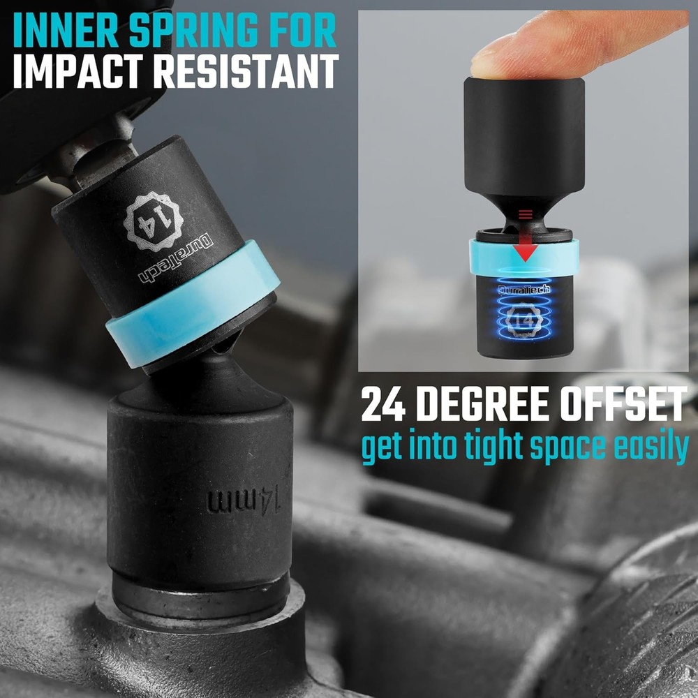 DURATECH 1/4" Drive Impact Universal Joint Socket Set, Swivel Socket Set