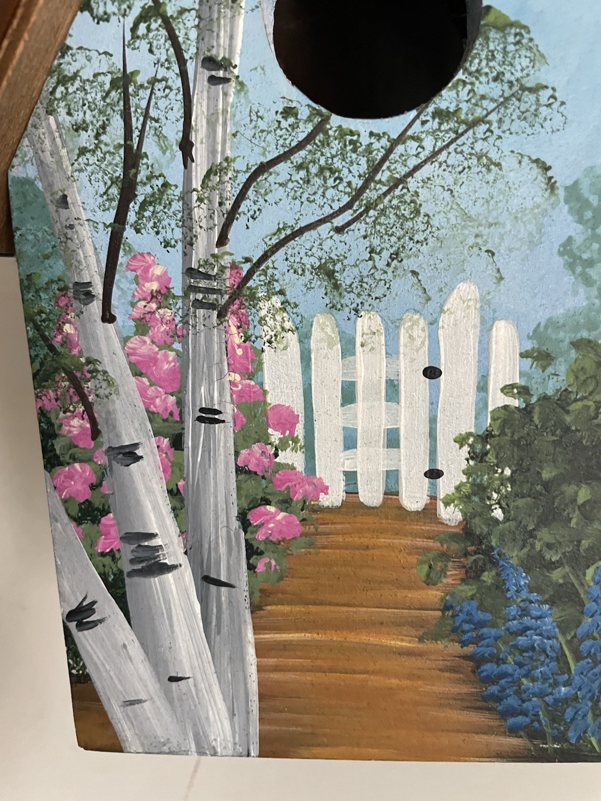 Vtg Hand Painted Birdhouse Copper Roof Polly's Perch similar 'The Art Dept' 1996