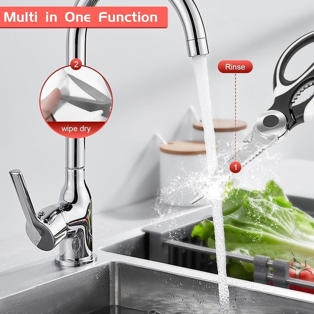 2-Pack Heavy-Duty Kitchen Scissors - Sharp Stainless Steel Multi-Purpose