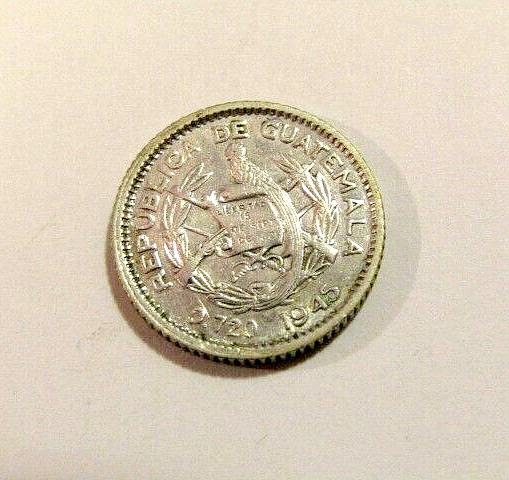 Guatemala 1945 5 Centavos Silver Coin