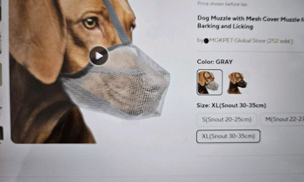 XL Dog Muzzle Gray