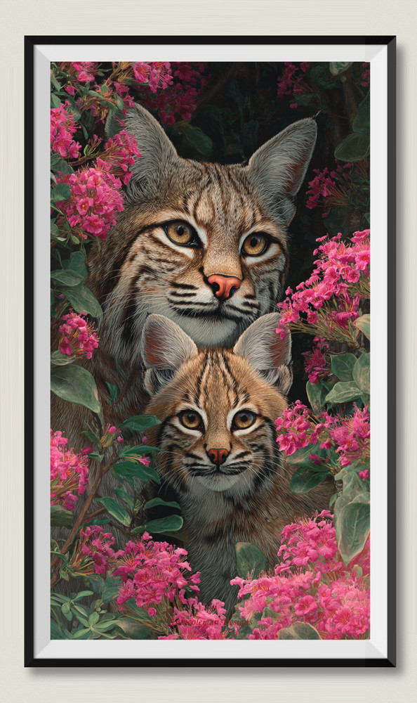 Bobcat and Her Cub - Chart Counted Cross Stitch Patterns Needlework DMC Color