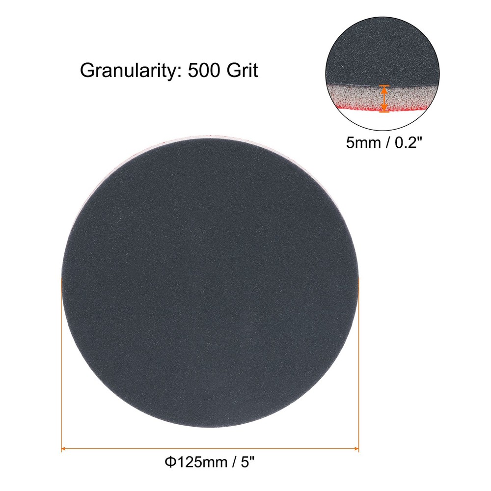 15pcs 500 Grit 5-inch Sponge Pad Sanding Sponge Hook and Loop Sanding Disc
