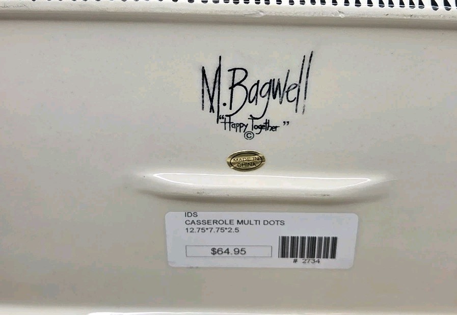 M Bagwell Casserole Multi-Dots Rectangle Casserole Serving Dish Happy Together