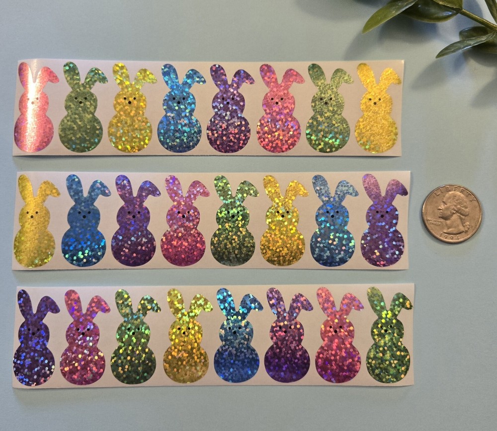 24 HOLOGRAPHIC EASTER STICKERS/EASTER BUNNY STICKERS/EASTER STICKERS/ EASTER