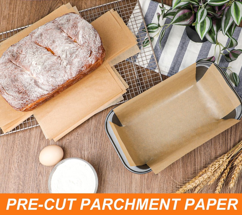 Webake 200Pcs Unbleached Parchment Paper Loaf Pan Liners for Baking Bread 9x5...