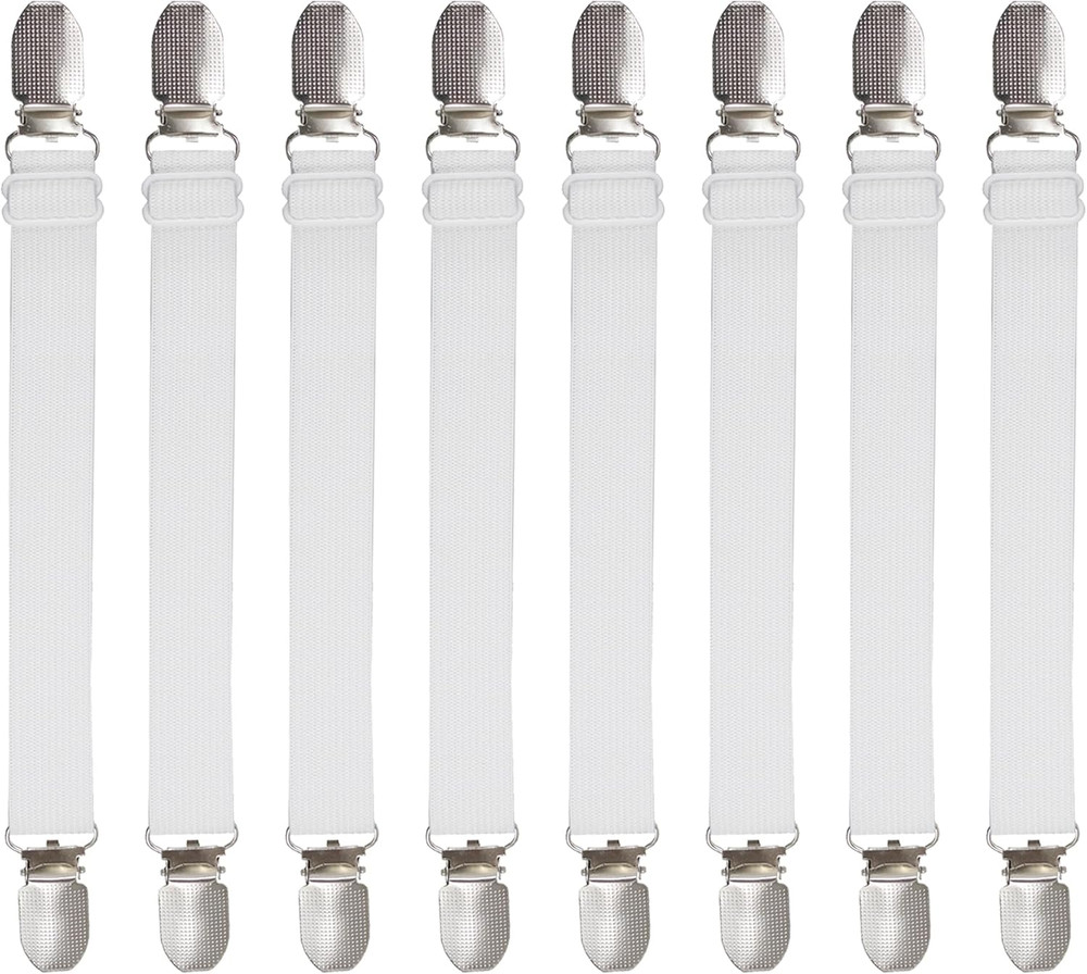 8 Pack Adjustable Bed Sheet Straps Elastic Corner Holders Clips for Sheets