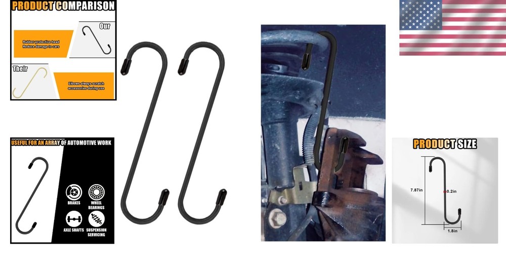 Efficient Brake Maintenance with 2 Pcs Car Caliper Hooks - Rust-Proof and Safe