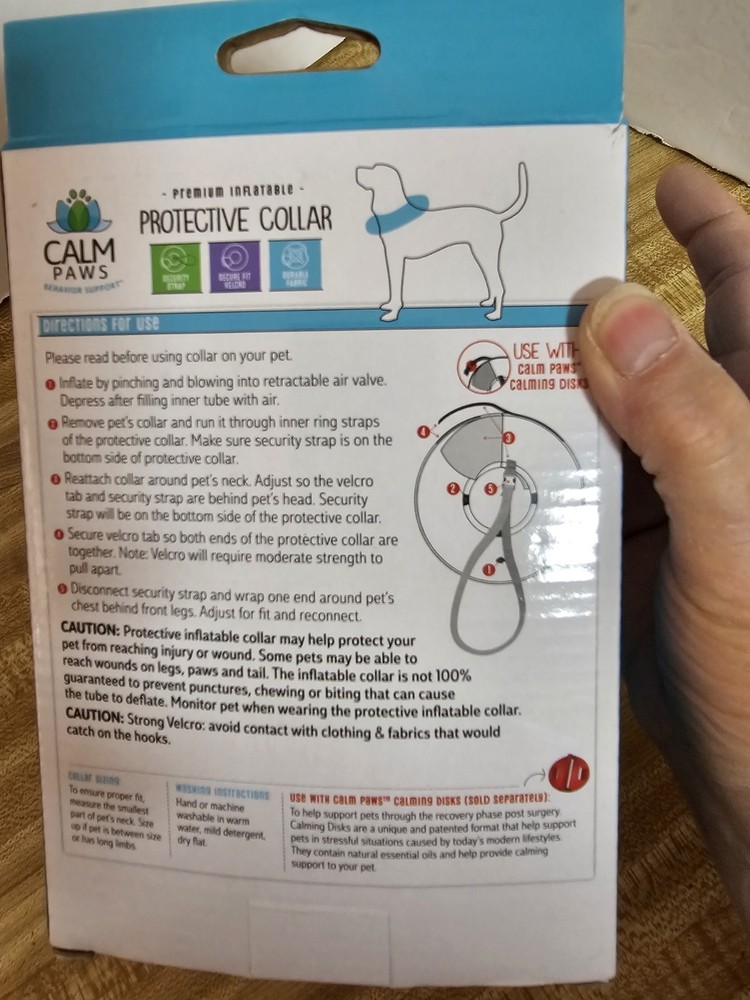 New Calm Paws Behavior Support Inflatable Protective Dog Collar – Size Medium