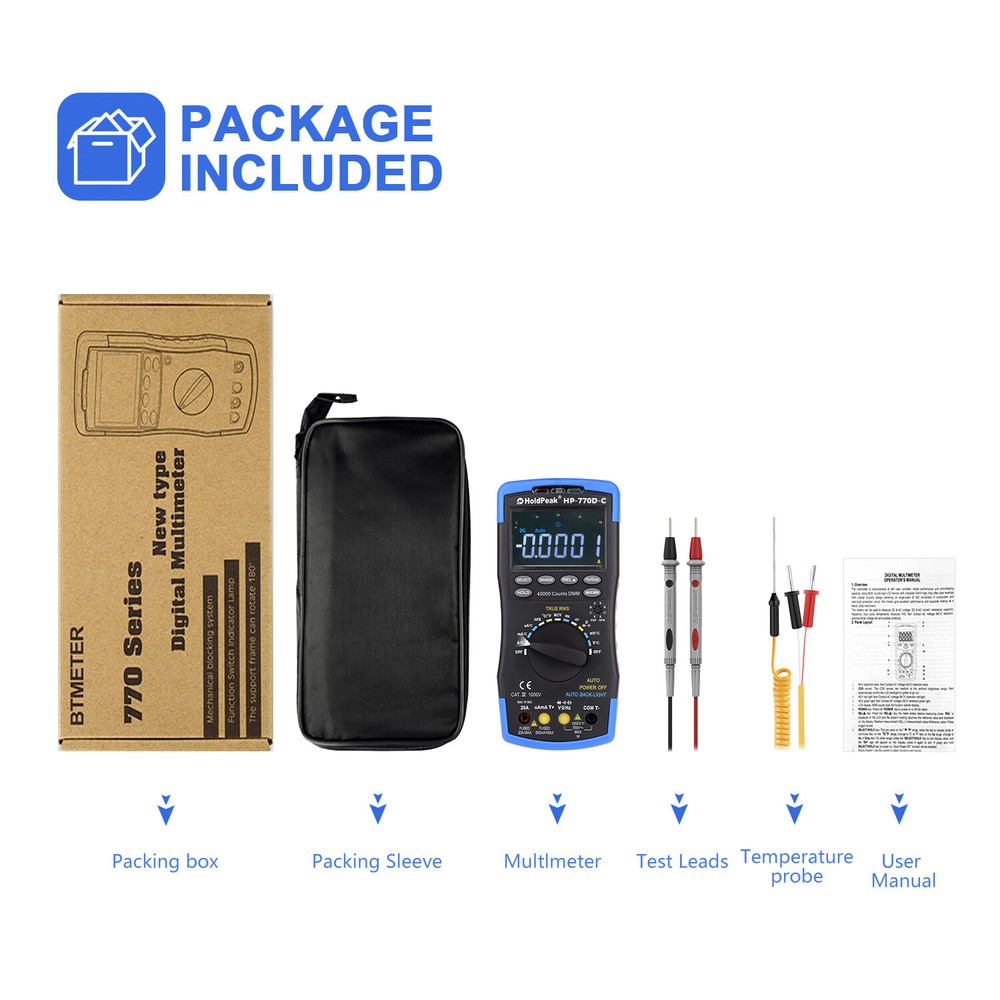 Digital Multimeter 40000count TRMS Auto Range Ohm AC DC Volt Amp Cap NCV Tester