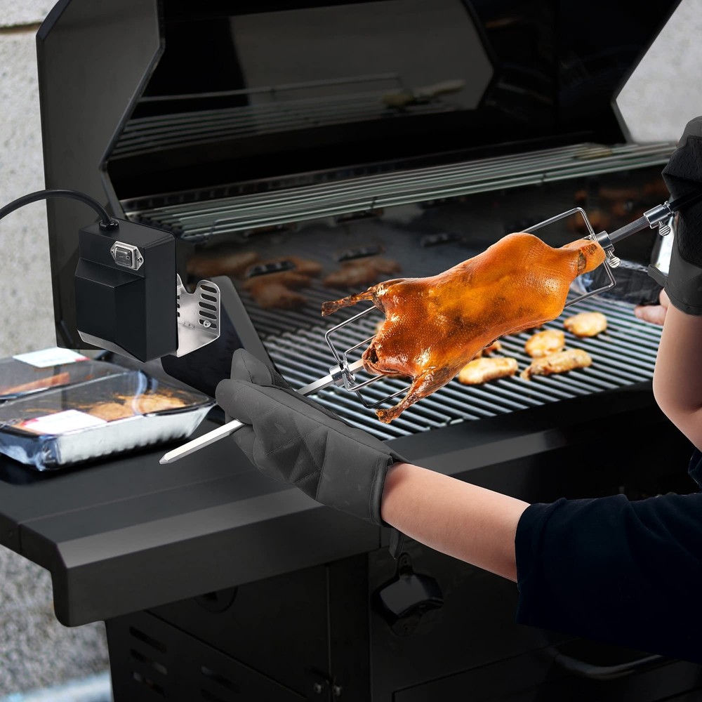 Dreyoo Universal Rotisserie Grill Kit, UL Certification Automatic Rotating BB...