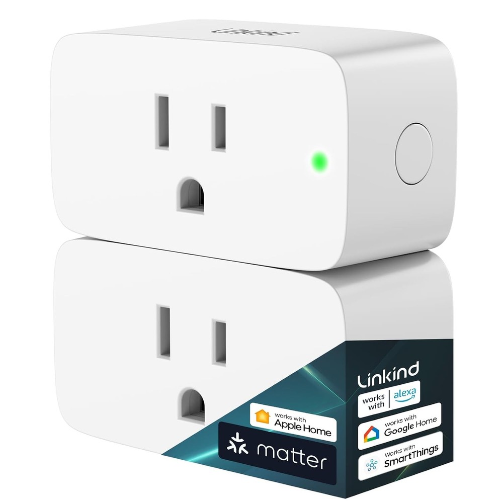 2 Pack Matter Smart Plug, 15A, Remote Control for Apple Home, Alexa, Google