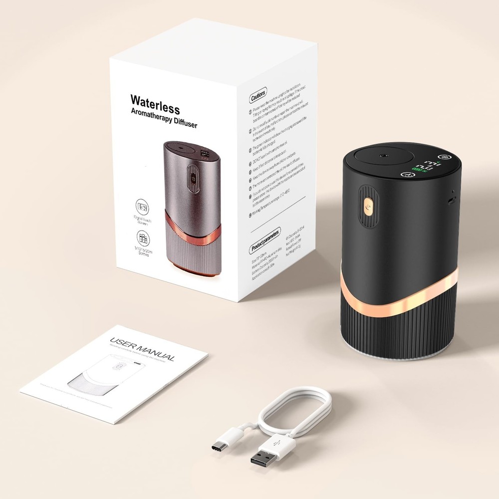 Waterless Essential Oil Diffuser Rechargable: Portable Aromatherapy Diffuser ...