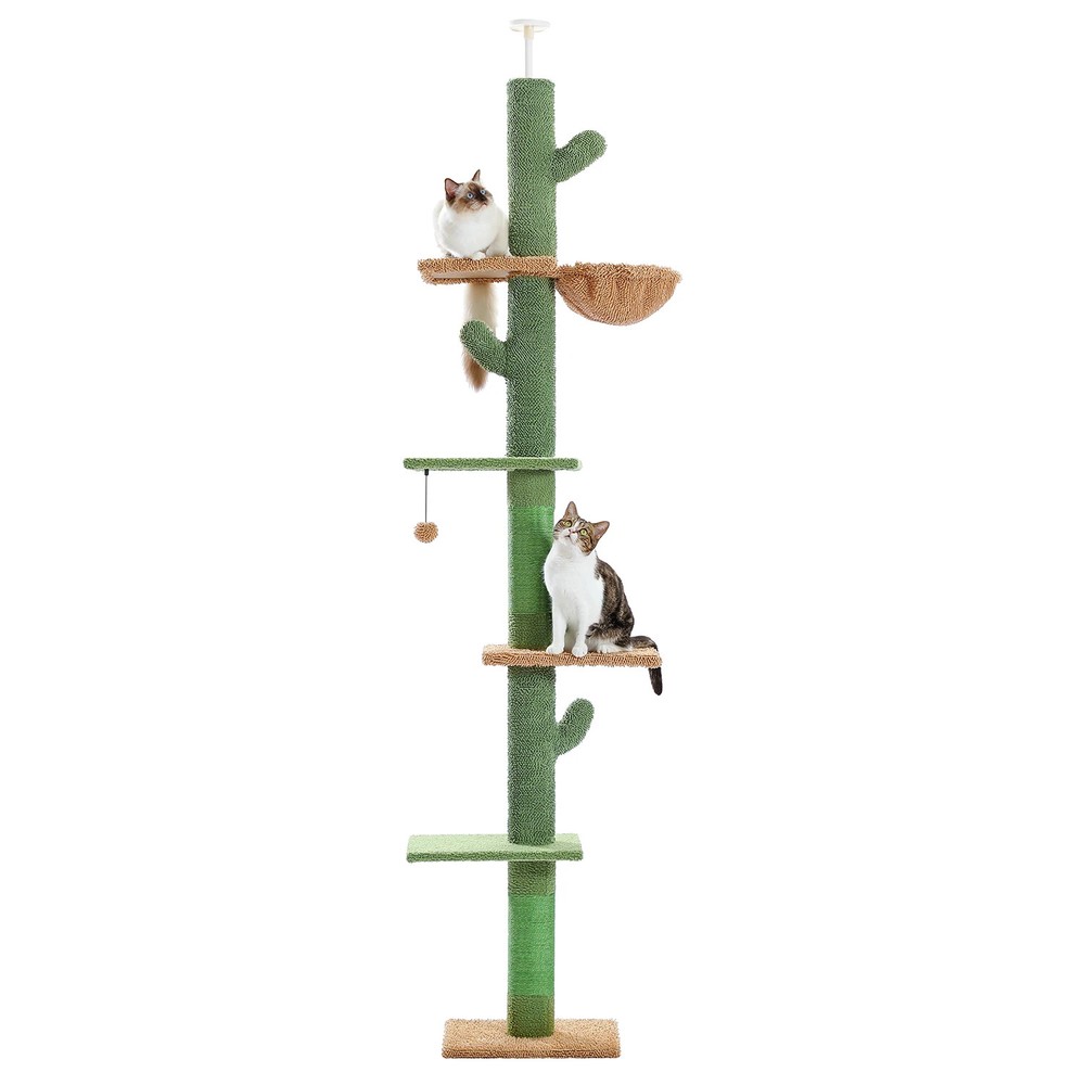 Adjustable Height Cat Tree Home Floor to Ceiling Cat Tower with Scratching Posts