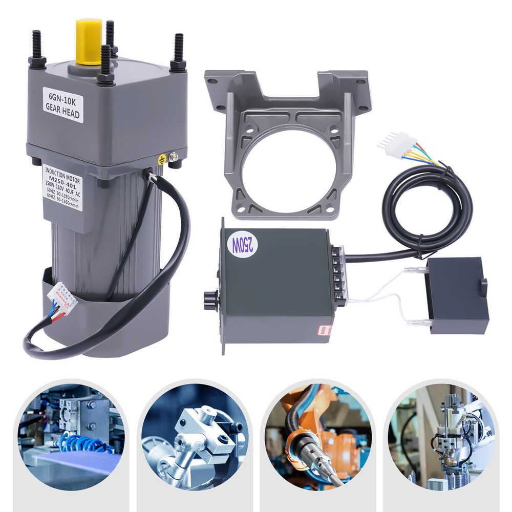 AC Gear Reduction Motor Electric + Variable Speed Control Reversible 110V 250W