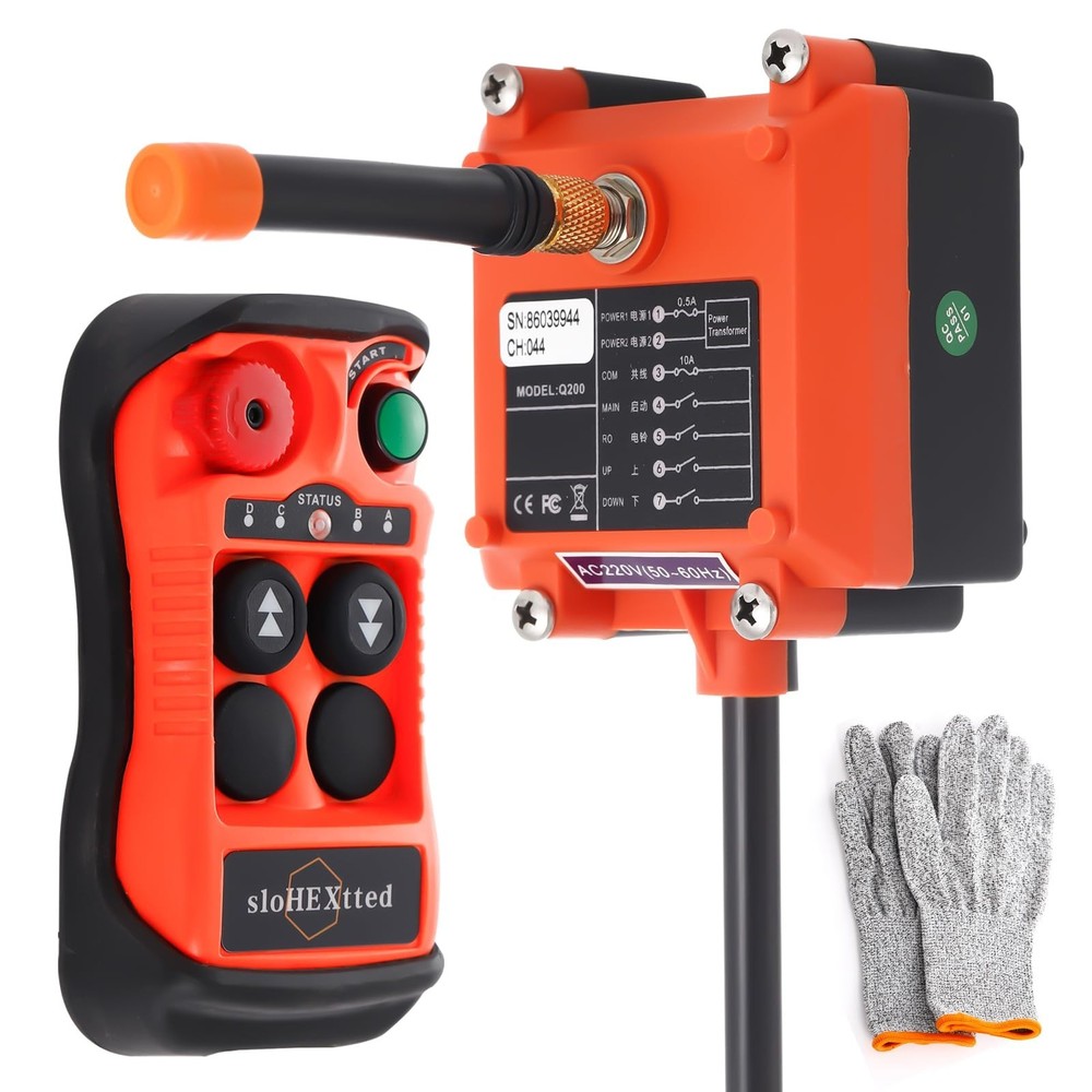 Wireless Overhead Crane Remote Control Kit - 2 Button, 12V/24V, Electric Hoist T