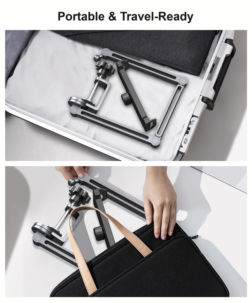 YICOSUN Tablet Arm Mount with Super Grip, Adjustable Foldable Holder & Gray