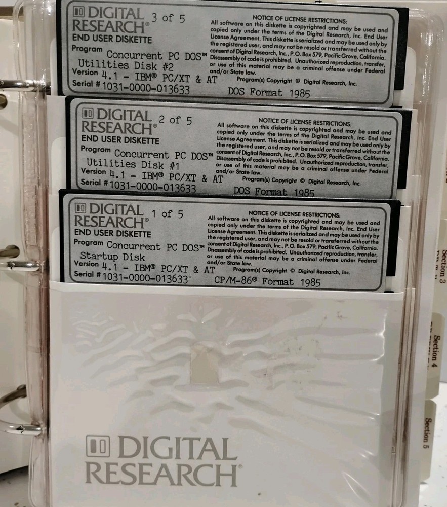Digital Research Concurrent PC-DOS 4.1 System Builders Guide-85' Binder & Disks