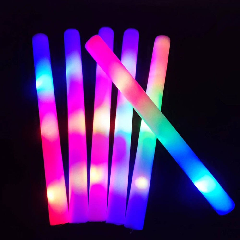 100 Pieces Luminous Foam Sticks LED Glow Foam Sticks Flashing Luminous Sticks