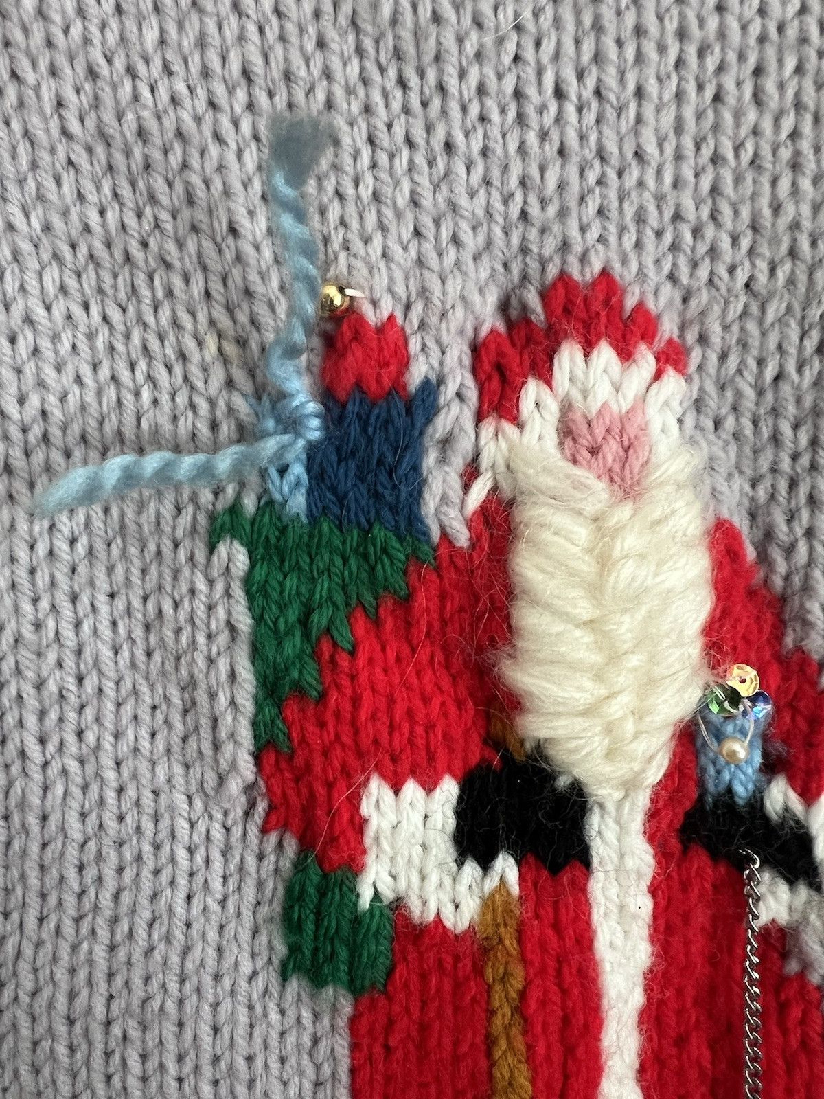 Christmas Stocking Vintage Handmade Santa Long Holiday Hand Knit