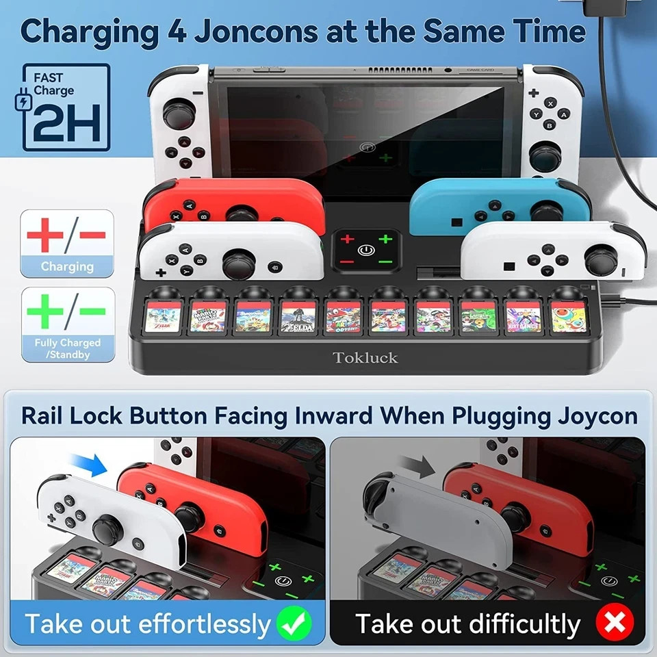 Switch Docking Station for TV with Controller Charger, Replacement Black
