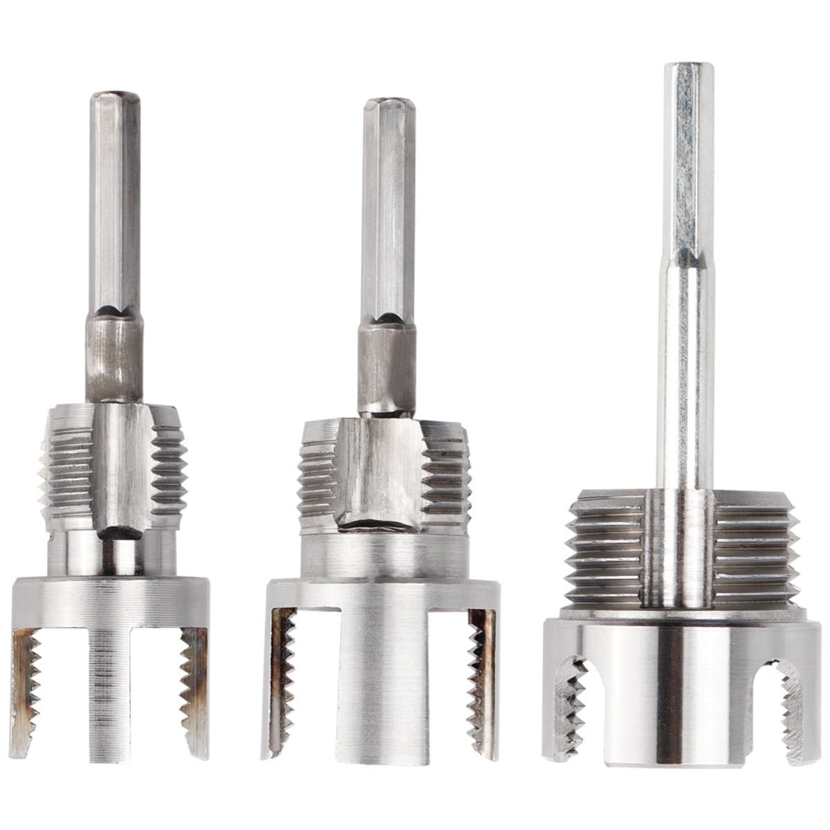 3Pcs PVC Pipe Threader Kit 1/2" 3/4" 1" NPT, Integrated Internal & External Pipe