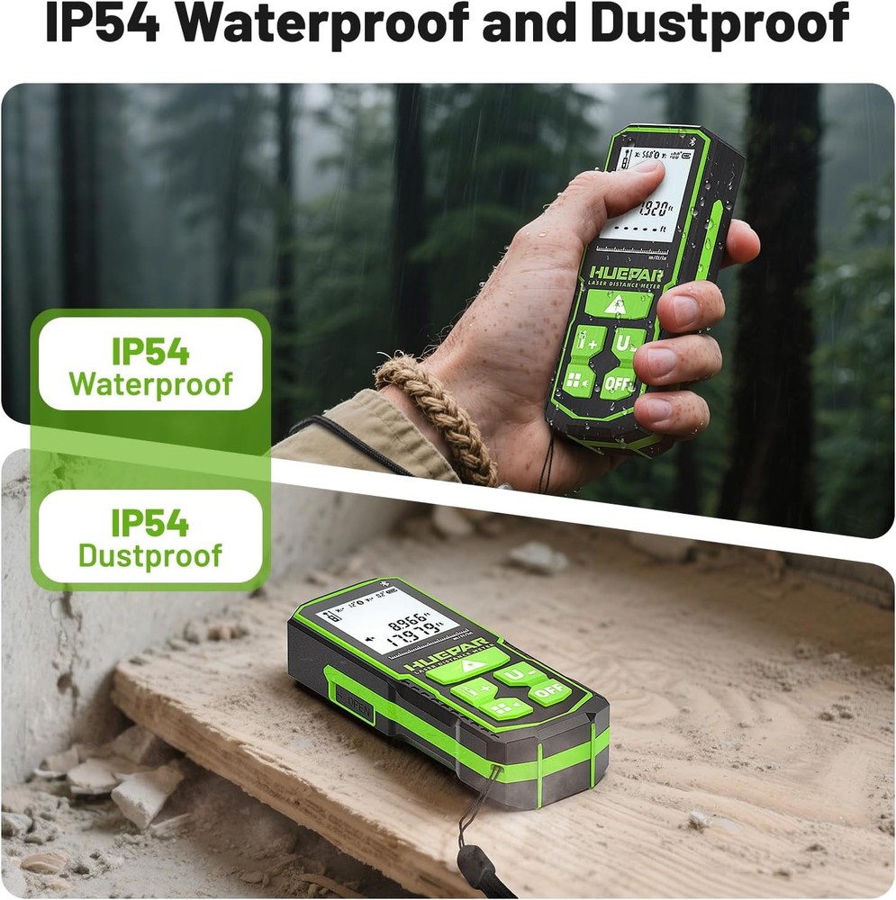 Huepar Laser Distance Measure 200Ft. Bluetooth S60-BT, Red Beam