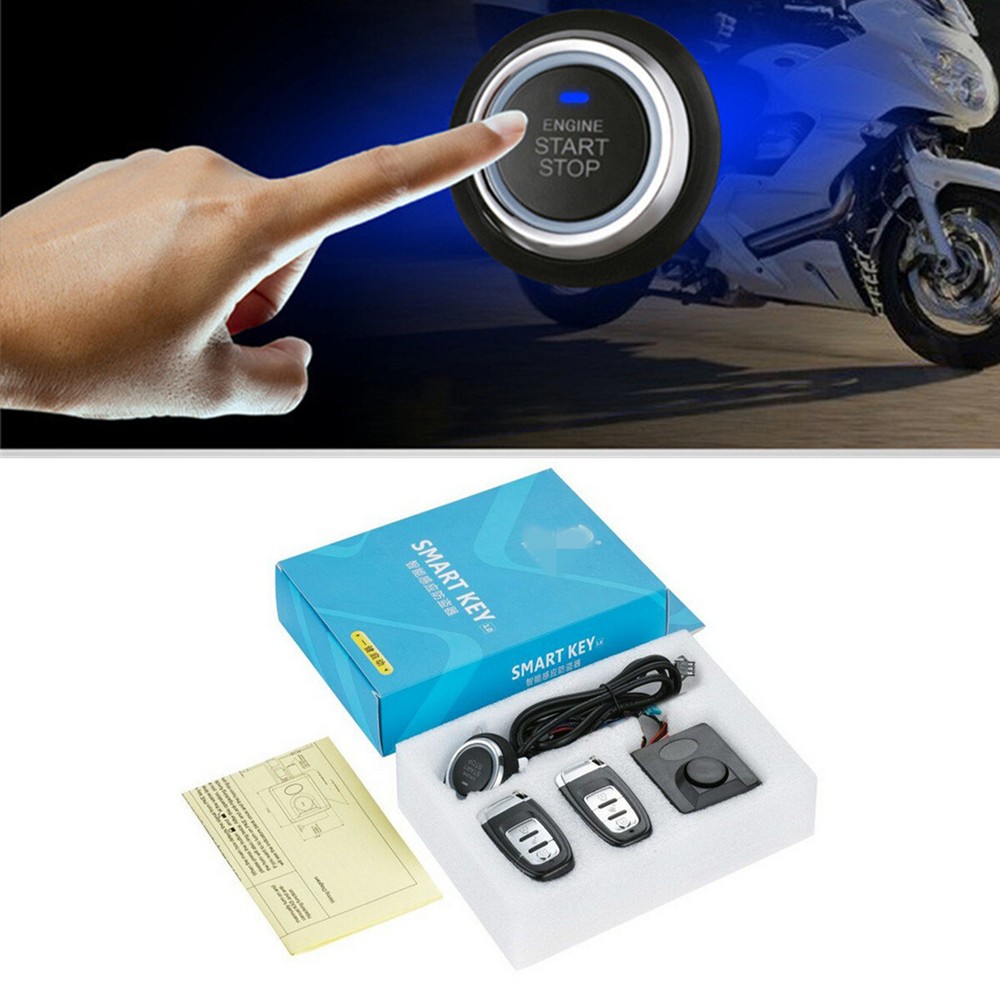 Keyless Entry Motorcycle Scooter Engine Start Push Button Kit Alarm System