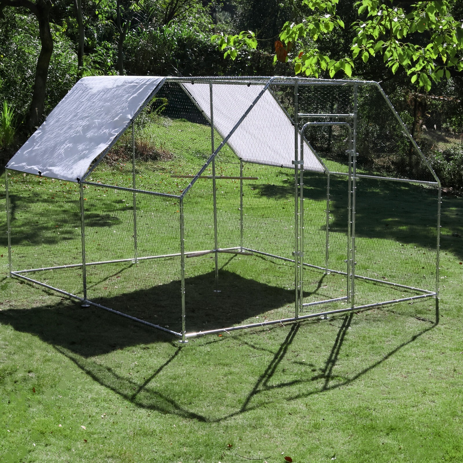 10x10ft Chicken Coop Run Cage Metal Hen House Playpen Enclosures w/Roosting Rack