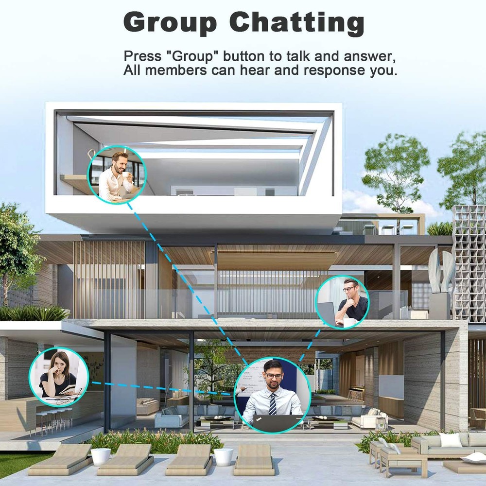 Intercoms Wireless for Home - 10 Channel 3 Privacy Code 2 Pack, Black White