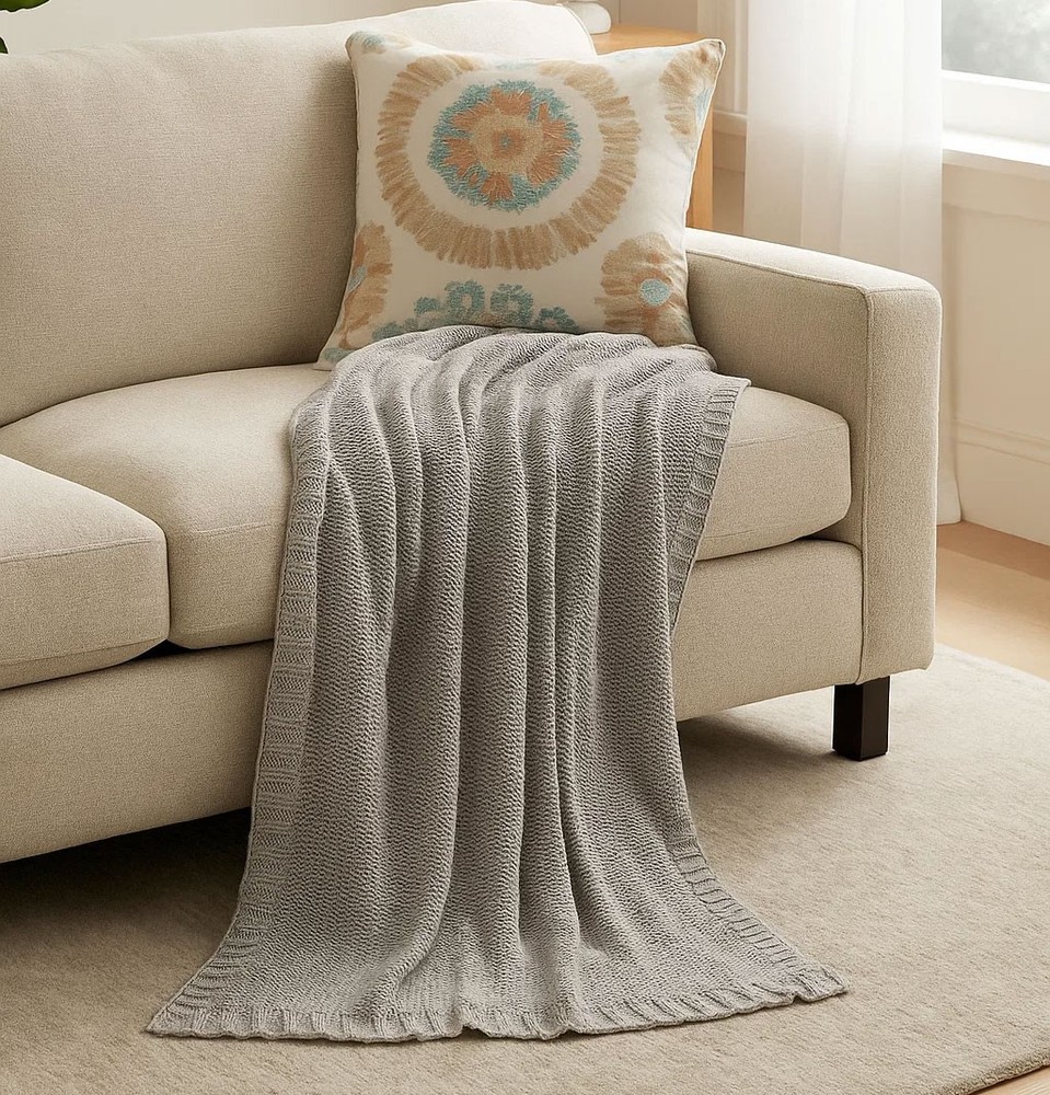 King Sweater Knit Bed Blanket Gray - Threshold