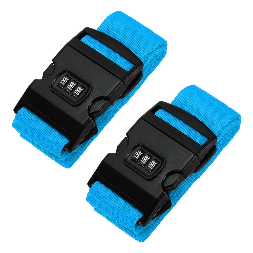 2Pcs Luggage Straps with Combination Lock TSA Approved Light Blue