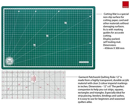 12" Quilting Ruler Acrylic + A3 Self Healing Cutting Mat Patchwork Set