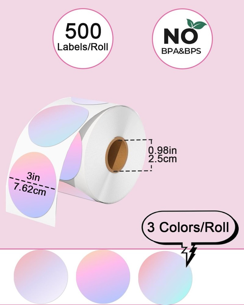 3 inch Round Thermal Labels, Thermal Printer Labels use for Barcode, Shipping...