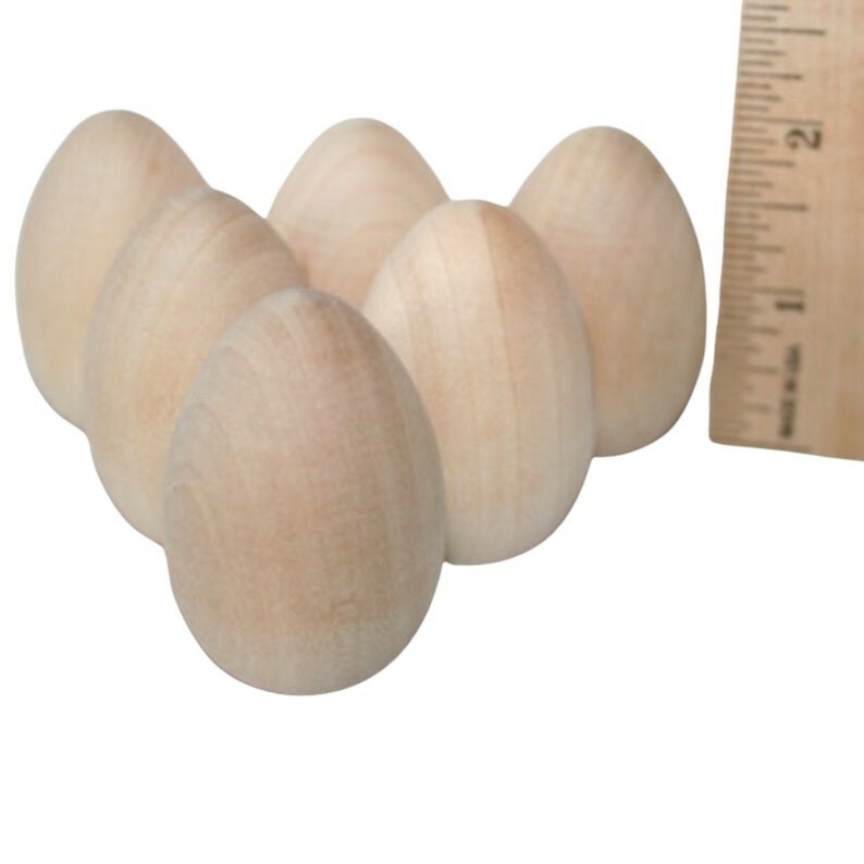 6- 2" Wood Egg Easter Egg Egg Decor Paint Eggs Pretend Play Natural Toy Easter