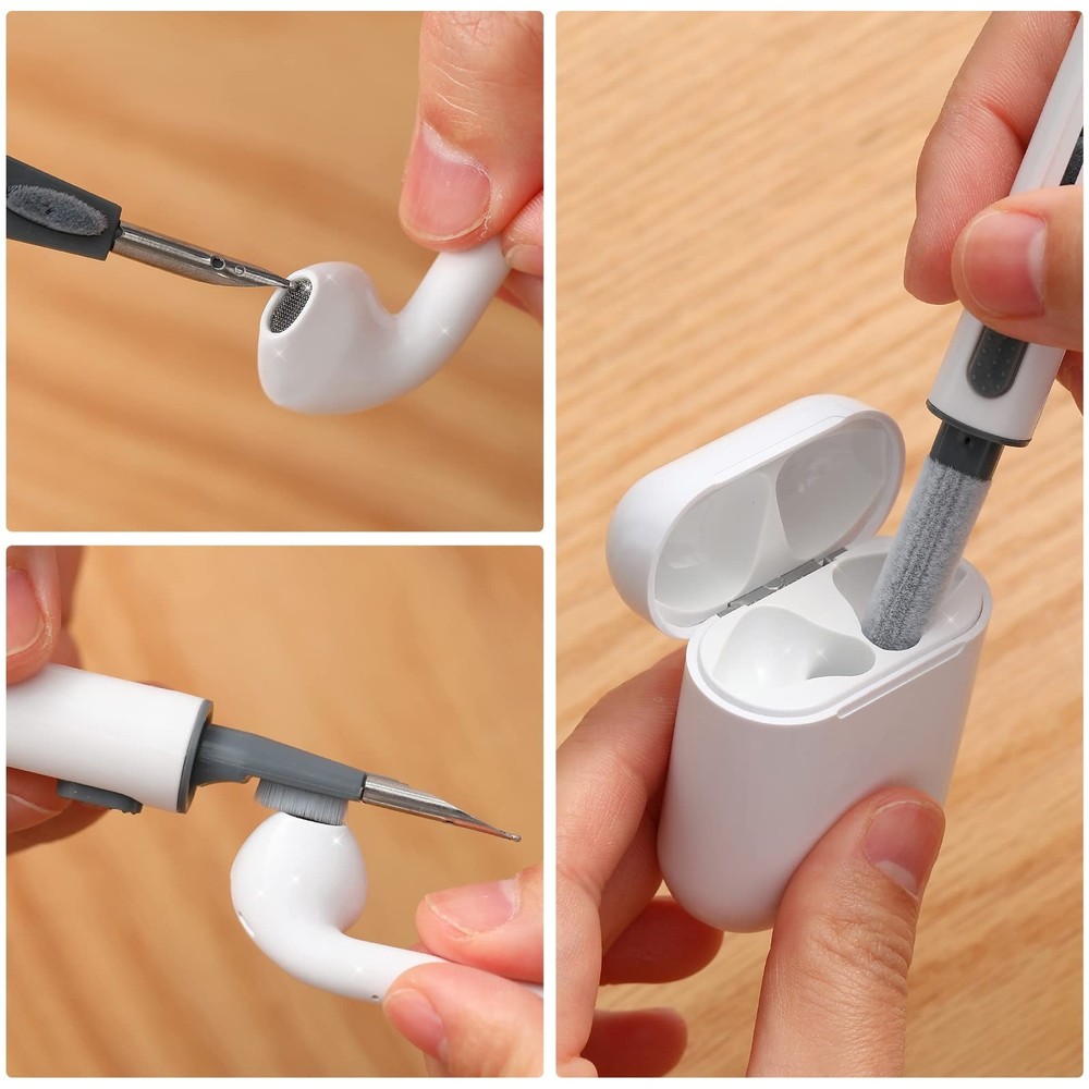 2Pcs Earbud Cleaning kit， Multi-Function Cleaning Pen with Soft Brush Flo