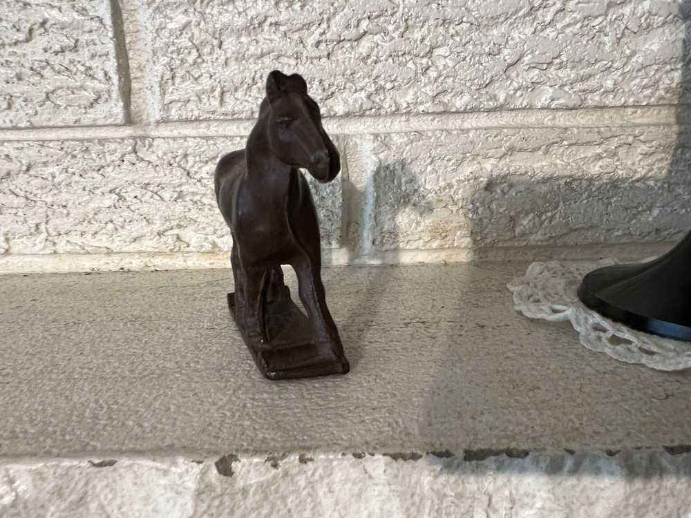 Antique hard rubber Cast horse platform toy missing wheels
