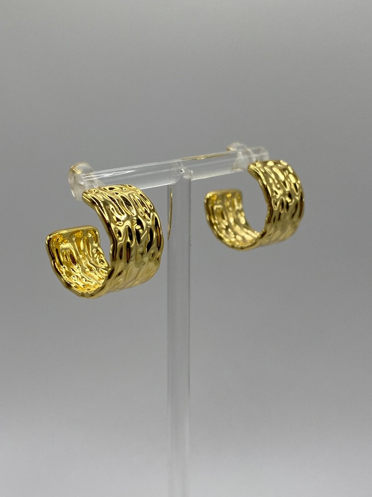 Wide Hammered Gold Hoops
