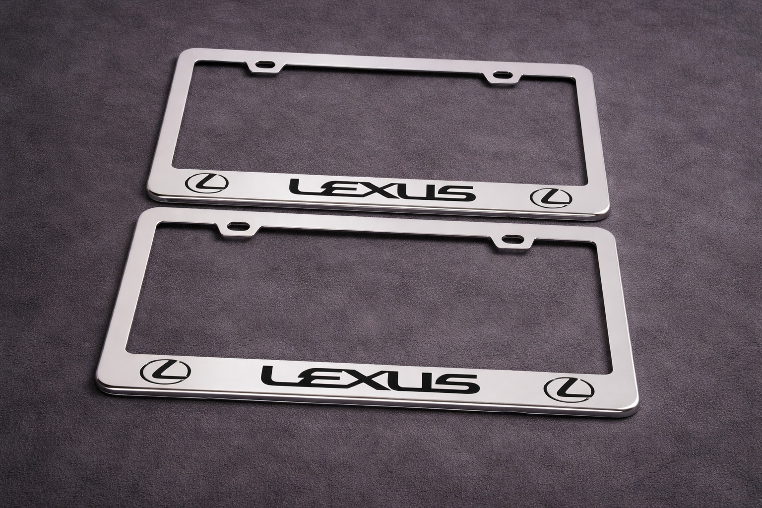 2 pcs -Lexus- Silver Stainless Steel License Plate Frame