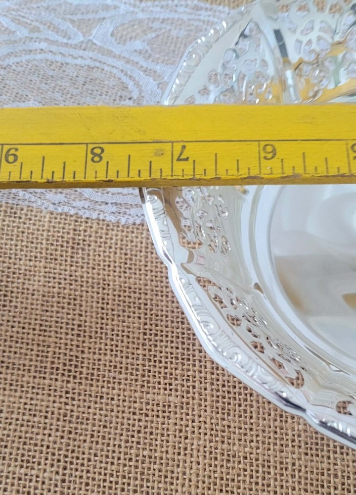 VTG MCM Silver Plated Pierced Footed Bowl Made in West-Germany Tarnish Resistant