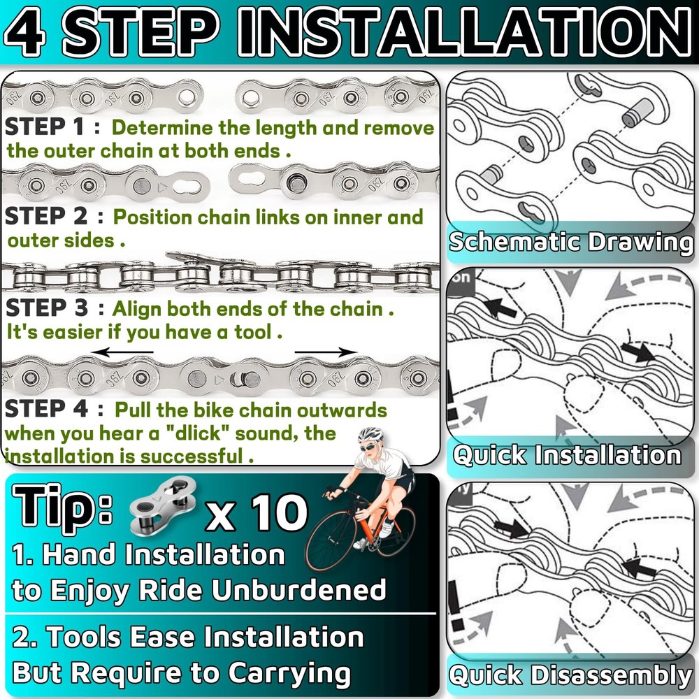Missing Link 10 Pcs for 6/7/8 Speed Bike Chain Master